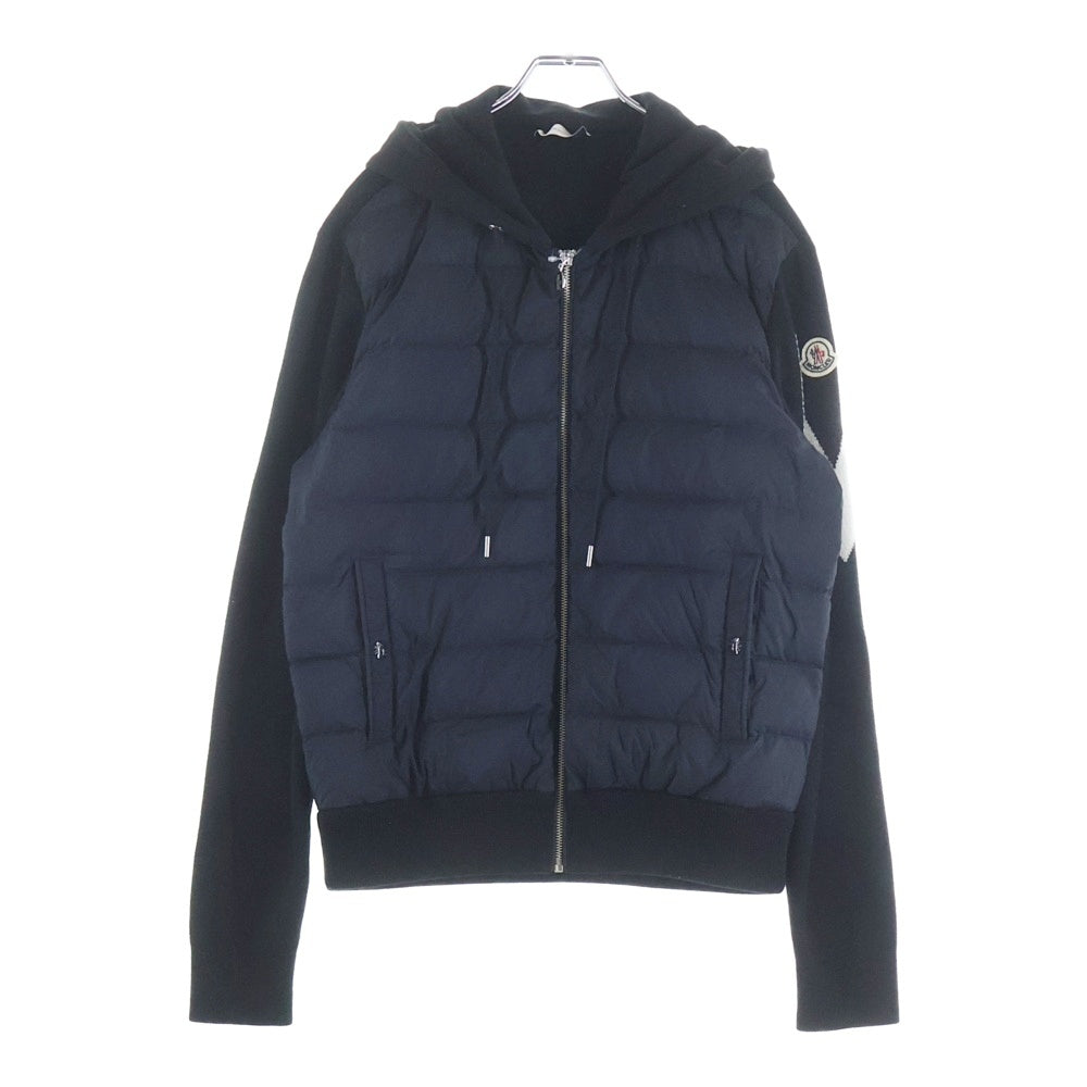MONCLER(モンクレール) アームロゴ ニット切替 フーデッドダウンジャケット ブラック H20919B00009