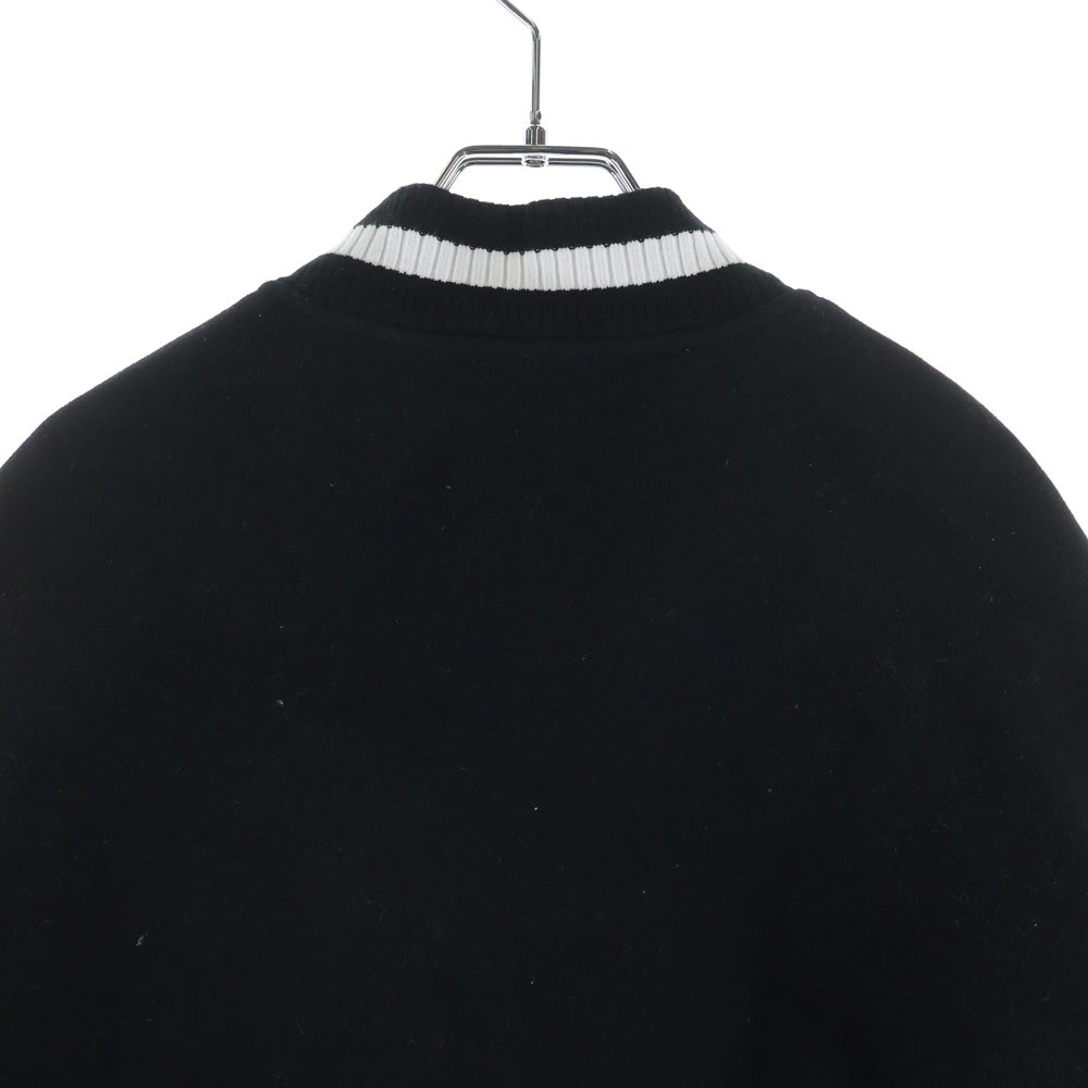 GIVENCHY(ジバンシィ) ロゴ刺繍 レザー切り替え ウールボンバージャケット ブルゾン スタジャン ブラック/ホワイト