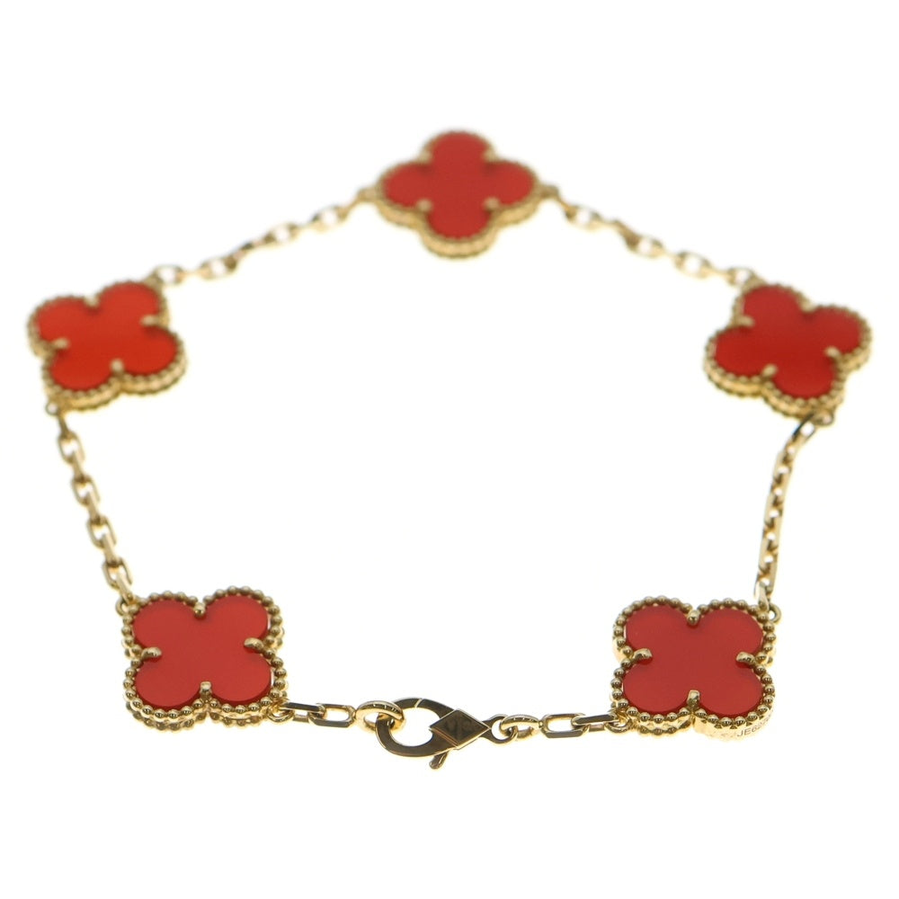 Van Cleef & Arpels(ヴァンクリーフアンドアーペル) ヴィンテージアルハンブラ 5モチーフ カーネリアン ブレスレット Au750 K18 PG ピンクゴールド JE627008 レディース
