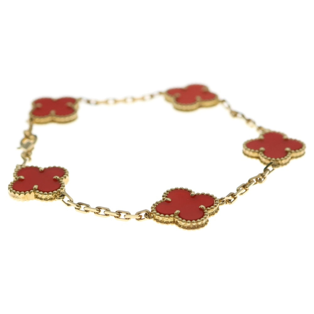 Van Cleef & Arpels(ヴァンクリーフアンドアーペル) ヴィンテージアルハンブラ 5モチーフ カーネリアン ブレスレット Au750 K18 PG ピンクゴールド JE627008 レディース