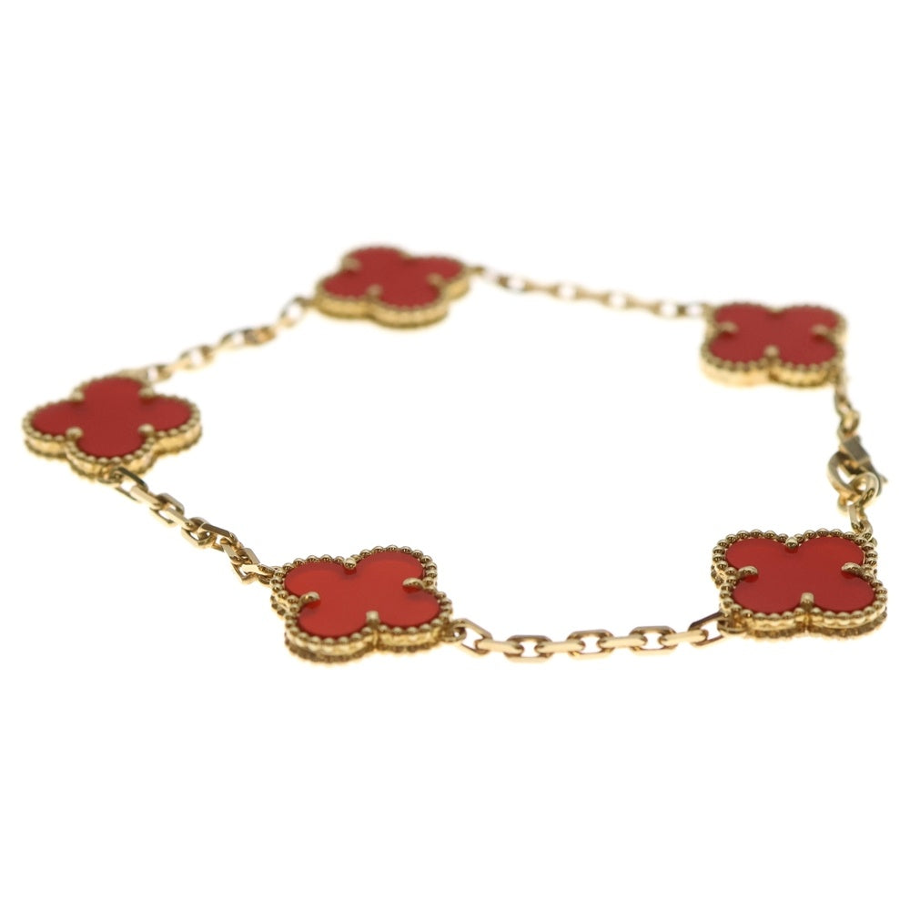 Van Cleef & Arpels(ヴァンクリーフアンドアーペル) ヴィンテージアルハンブラ 5モチーフ カーネリアン ブレスレット Au750 K18 PG ピンクゴールド JE627008 レディース