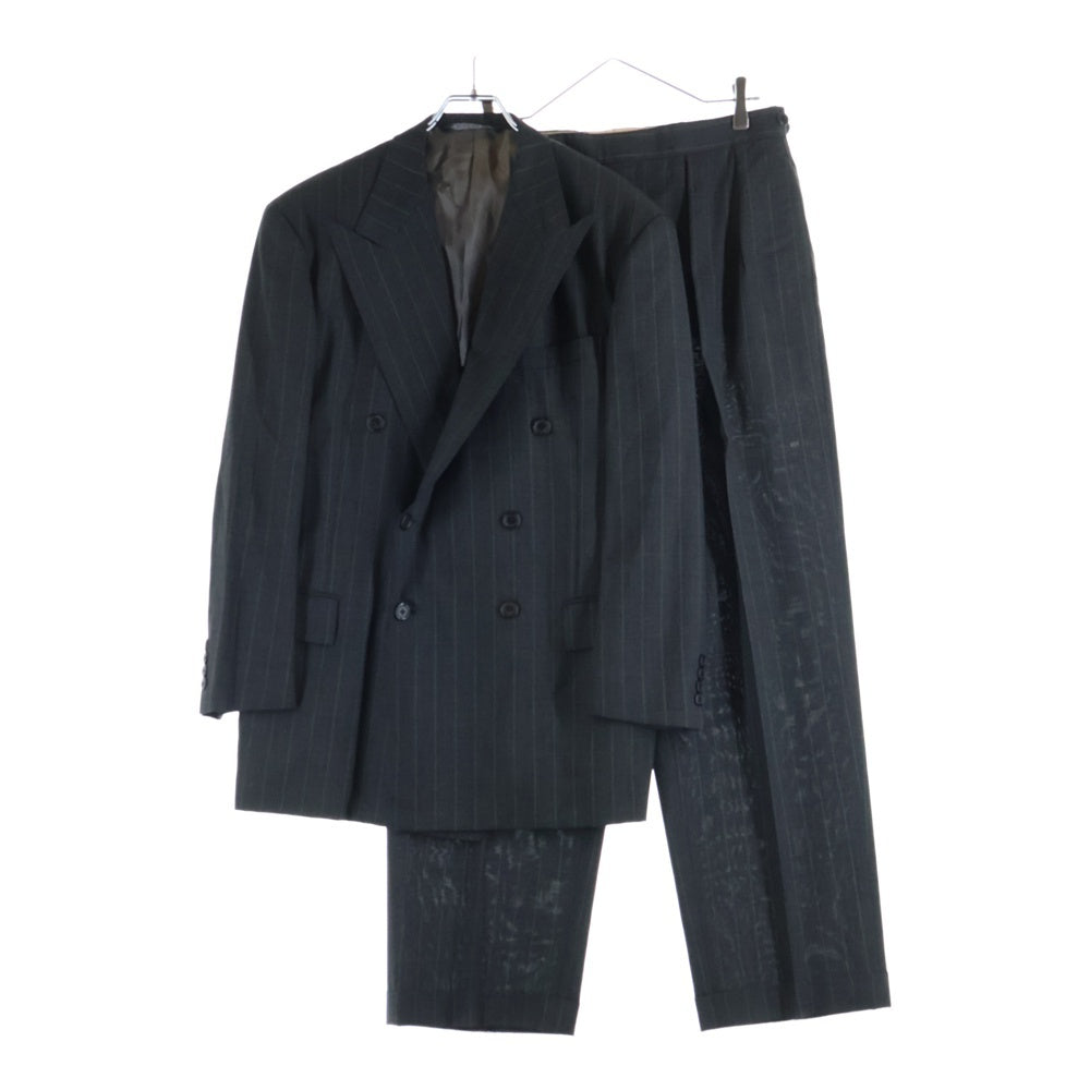 POLO RALPH LAUREN(ポロラルフローレン) セットアップスーツ ストライプ総柄 ウール ダブルブレスト テーラードジャケット スラックスパンツ グレー