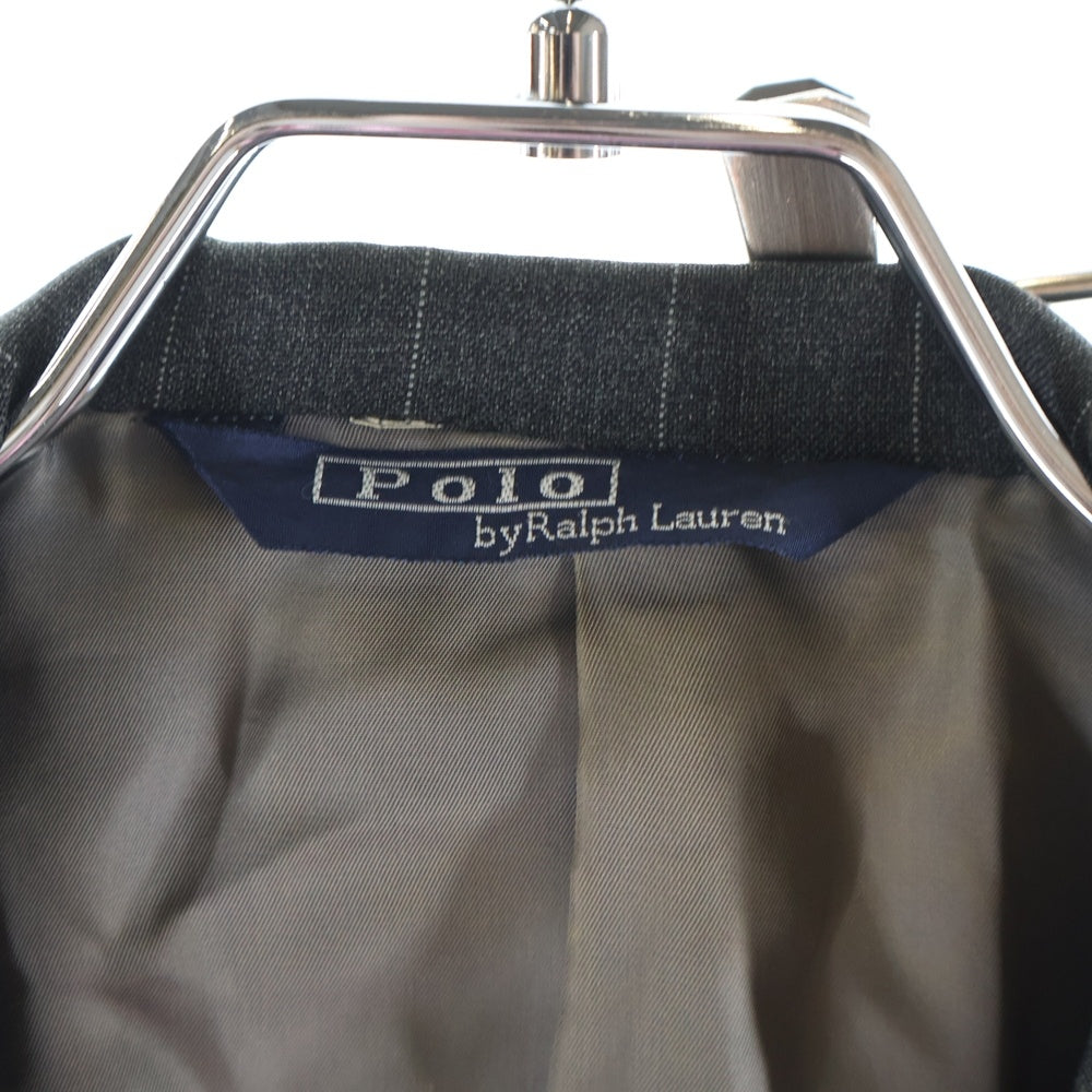 POLO RALPH LAUREN(ポロラルフローレン) セットアップスーツ ストライプ総柄 ウール ダブルブレスト テーラードジャケット スラックスパンツ グレー