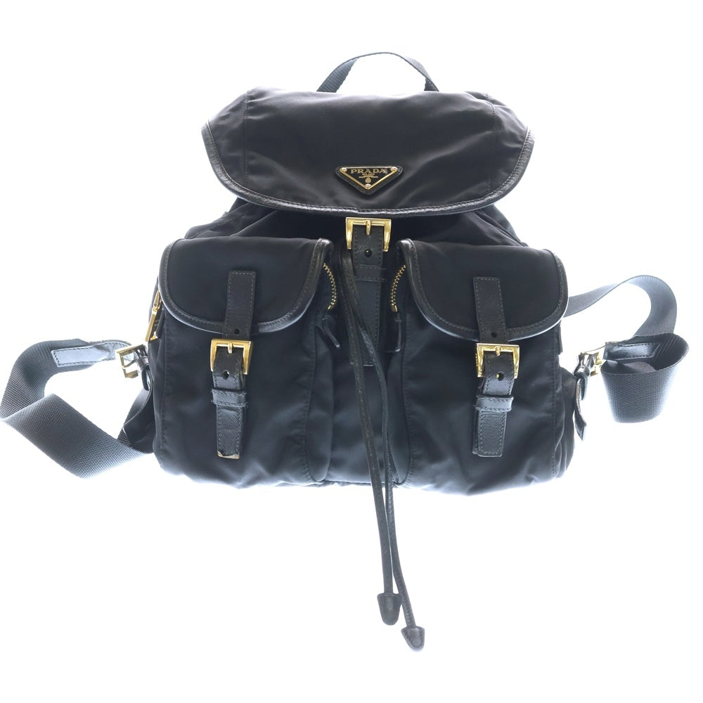 PRADA(プラダ) トライアングルロゴプレート ナイロン バックパック リュックサック ブラック B6677 レディース