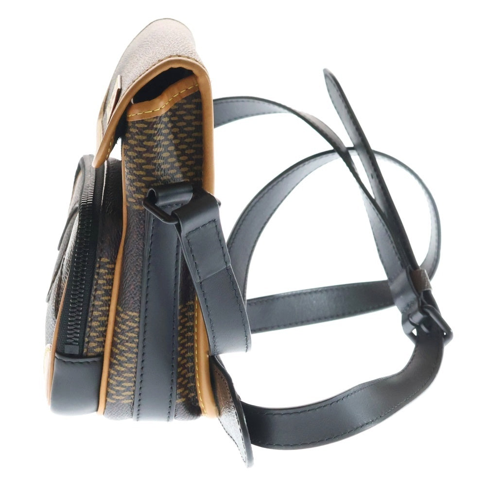LOUIS VUITTON(ルイヴィトン) ×NIGO ダミエジャイアント アマゾンメッセンジャー ショルダーバッグ ミニバッグ ブラウン レザー×PVC N40357 ゴールド金具 レディース