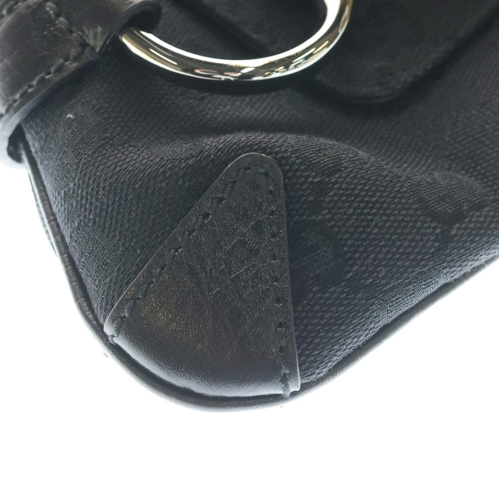 GUCCI(グッチ) GGキャンバス ホースビット キャンバス レザー チェーンハンド ワンショルダーバッグ シルバー金具 ブラック 114923 002122 レディース