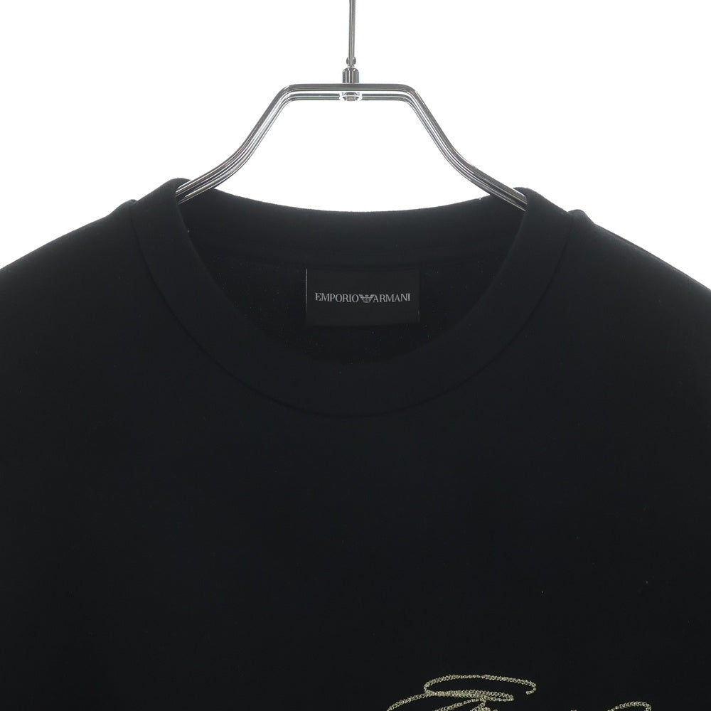 EMPORIO ARMANI(エンポリオアルマーニ) ロゴ刺繍 クルーネック プルオーバー スウェットトレーナー ブラック 6K1M71 1JUWZ