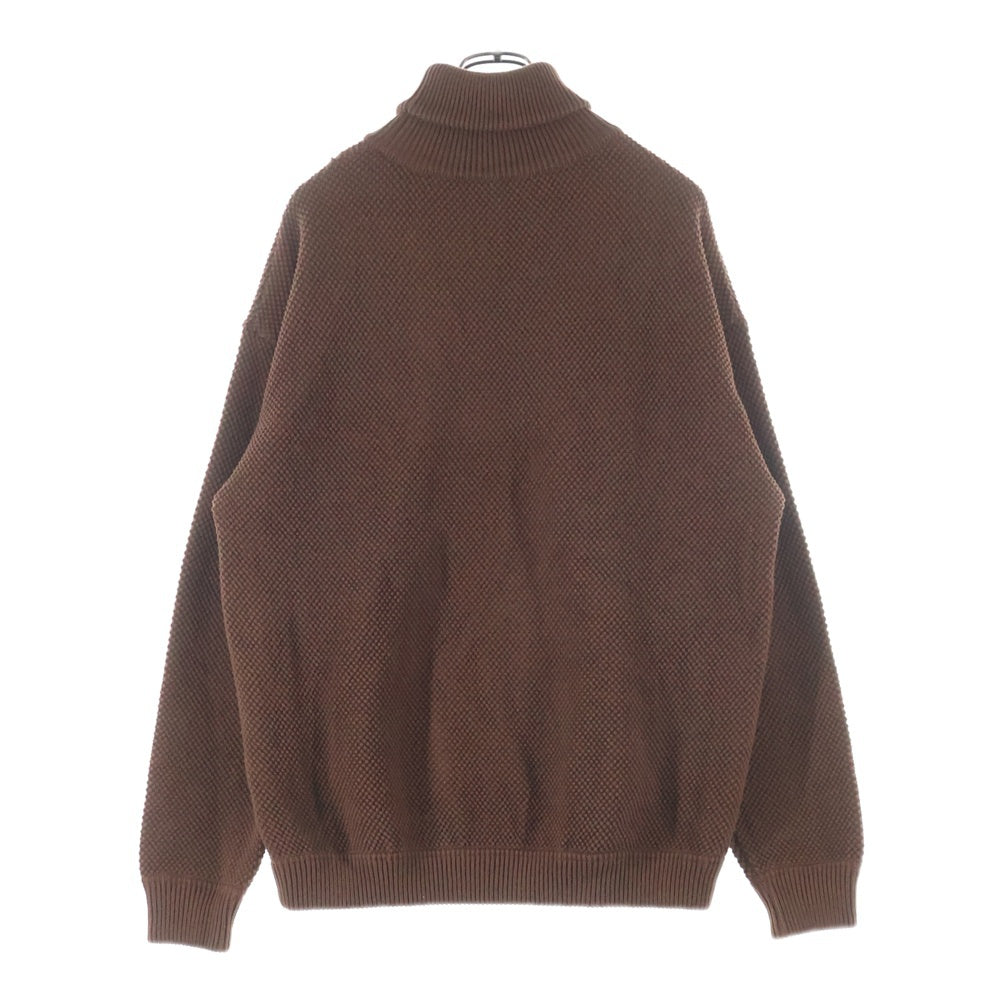 NO BRAND(ノーブランド) MOSS STITCH TURTLE NECK モスステッチ タートルネック ワッフル コットンニット セーター ブラウン 1804-004