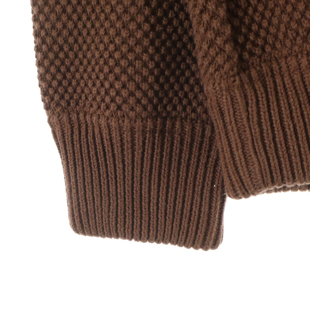 NO BRAND(ノーブランド) MOSS STITCH TURTLE NECK モスステッチ タートルネック ワッフル コットンニット セーター ブラウン 1804-004