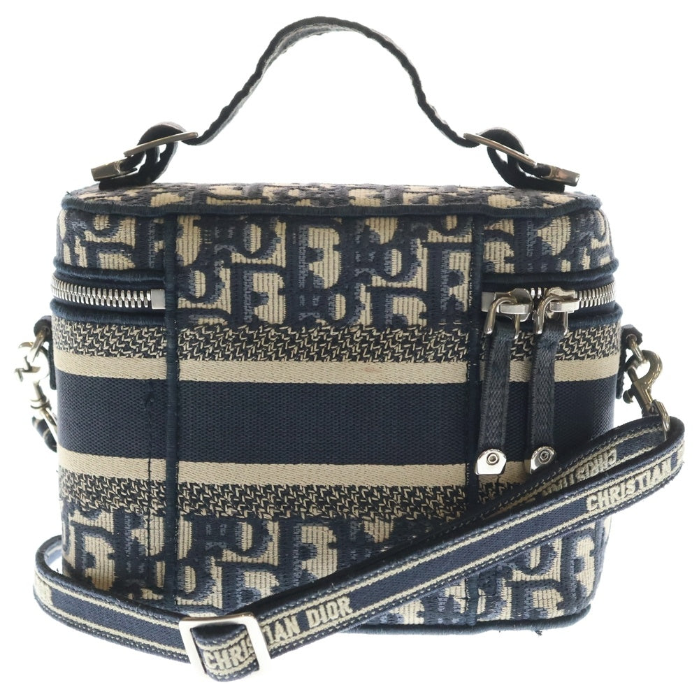 Christian Dior(クリスチャンディオール) オブリーク ロゴ バニティ 2WAY キャンバスショルダーバッグ ハンドバッグ ネイビー レディース
