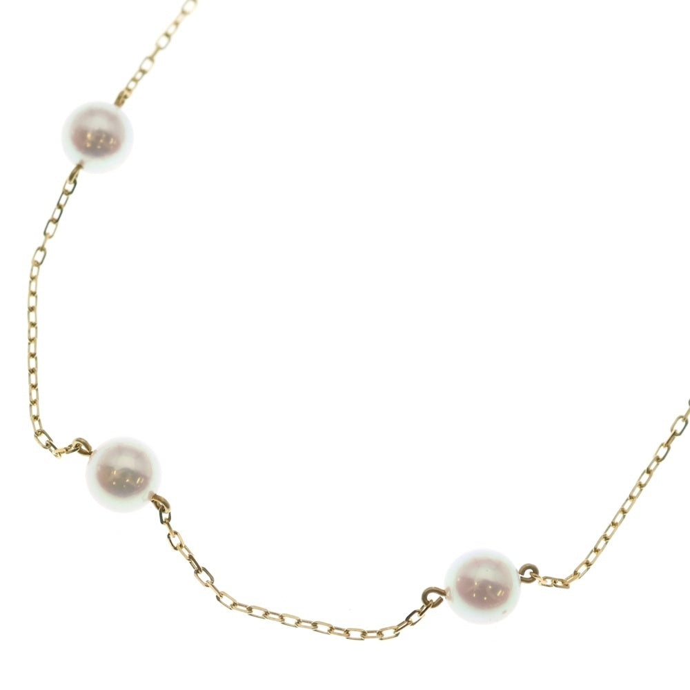 MIKIMOTO(ミキモト) パール ステーション ネックレス K18 Au750 YG イエローゴールド 6.5mm レディース