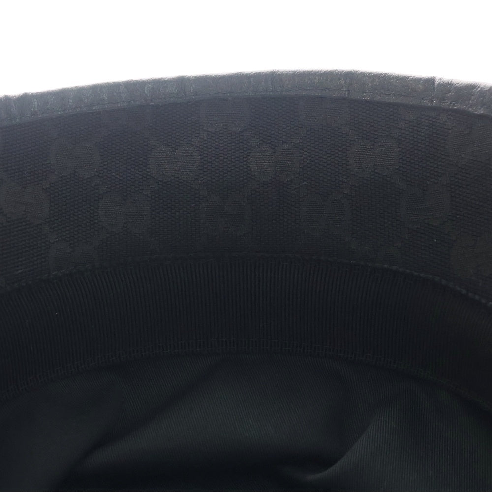 GUCCI(グッチ) GGキャンバス GGマーモント レザー バケットハット 帽子 ブラック 576587 レディース