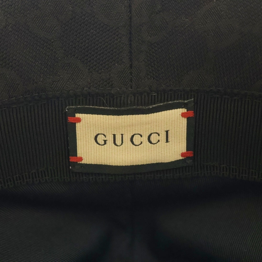 GUCCI(グッチ) GGキャンバス GGマーモント レザー バケットハット 帽子 ブラック 576587 レディース