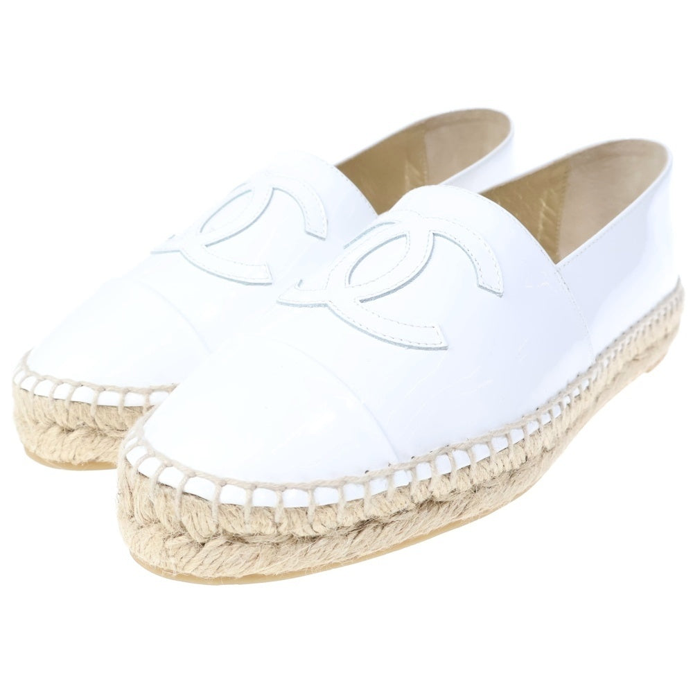 CHANEL(シャネル) ココマーク パテントレザー エスパドリーユ ローカットシューズ ホワイト レディース G29762