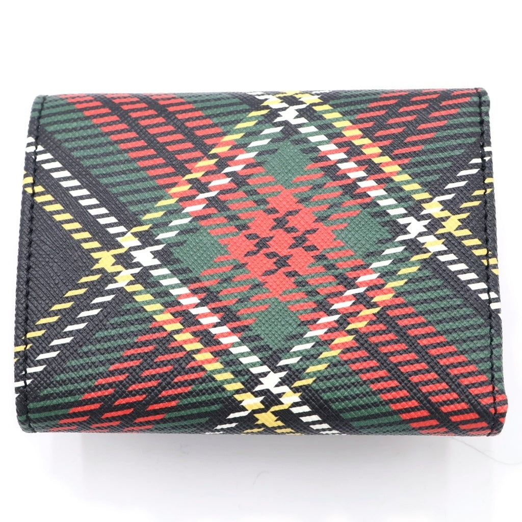 Vivienne Westwood(ヴィヴィアンウエストウッド) ロゴプレート チェックウォレット 三つ折り財布 マルチ レディース