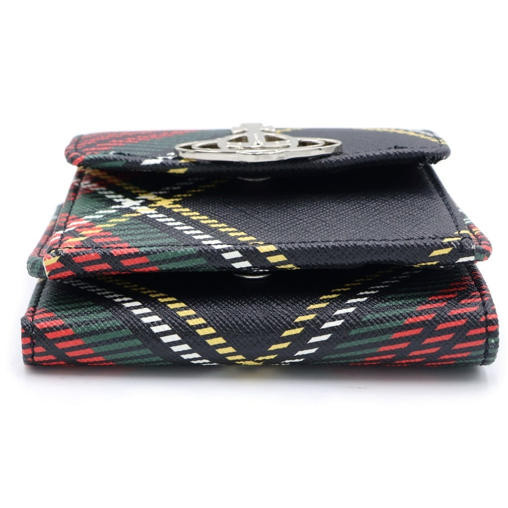 Vivienne Westwood(ヴィヴィアンウエストウッド) ロゴプレート チェックウォレット 三つ折り財布 マルチ レディース