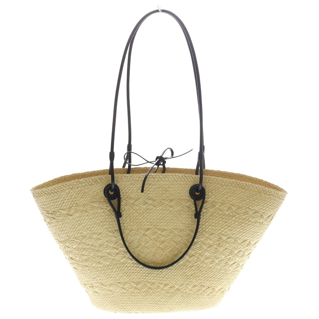 LOEWE(ロエベ) アナグラム かごバッグ ベージュ×ブラック ラフィア×レザー レディース
