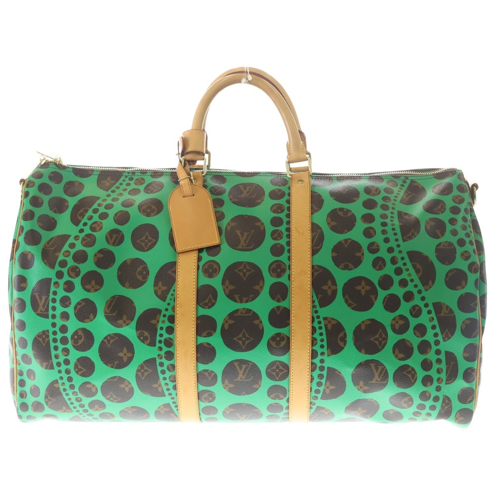 LOUIS VUITTON(ルイヴィトン) ×YK 草間彌生 モノグラム キーポル55 PVC レザー ボストンバッグ ブラウン/グリーン M40696 レディース