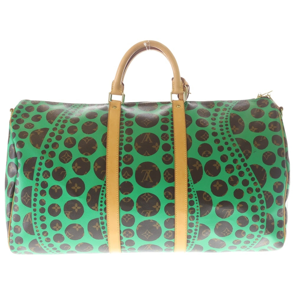 LOUIS VUITTON(ルイヴィトン) ×YK 草間彌生 モノグラム キーポル55 PVC レザー ボストンバッグ ブラウン/グリーン M40696 レディース