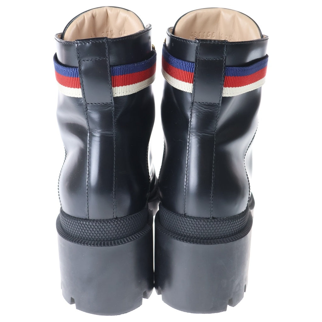 GUCCI(グッチ) シルヴィウェブ アンクルブーツ ブラック レザー #37 1/2 481156 レディース