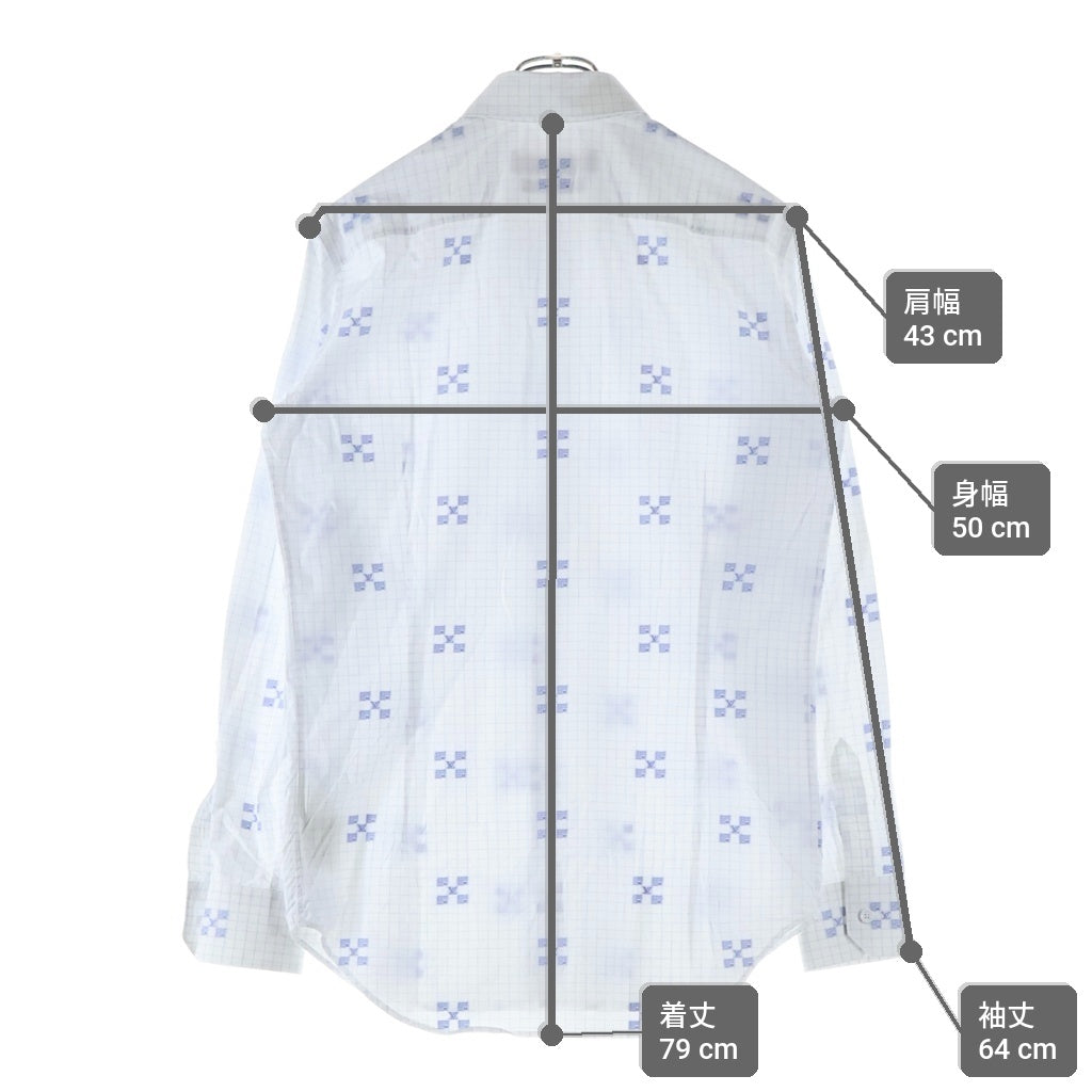 LOUIS VUITTON(ルイヴィトン) 24SS チェック総柄 LVロゴ刺繍 長袖シャツ ホワイト/ライトブルー RM241F ZN5 HQS8PW