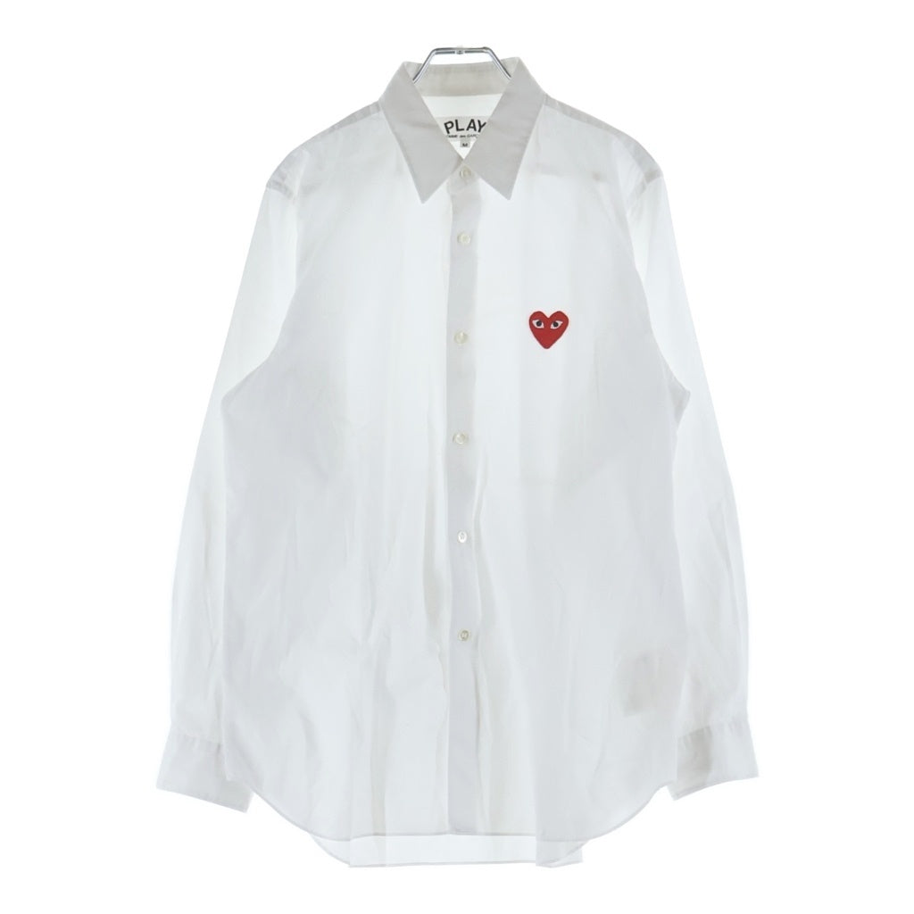 PLAY COMME des GARCONS(プレイコムデギャルソン) ハートワッペンロゴ 長袖シャツ ホワイト