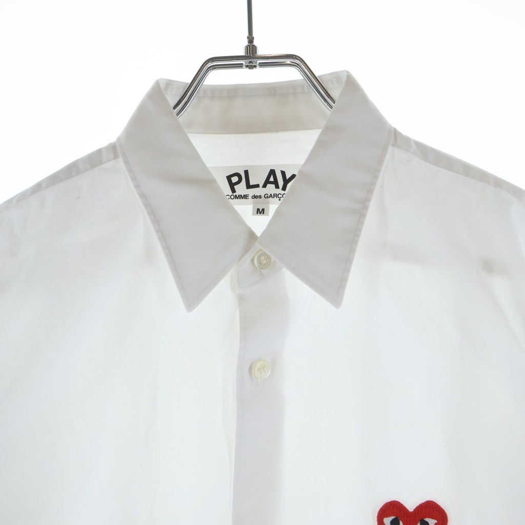 PLAY COMME des GARCONS(プレイコムデギャルソン) ハートワッペンロゴ 長袖シャツ ホワイト