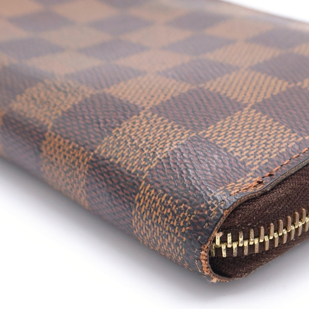 LOUIS VUITTON(ルイヴィトン) ダミエ ラウンドファスナーウォレット ロングウォレット 長財布 カードケース ブラウン PVCレザー N60015 ゴールド金具 レディース