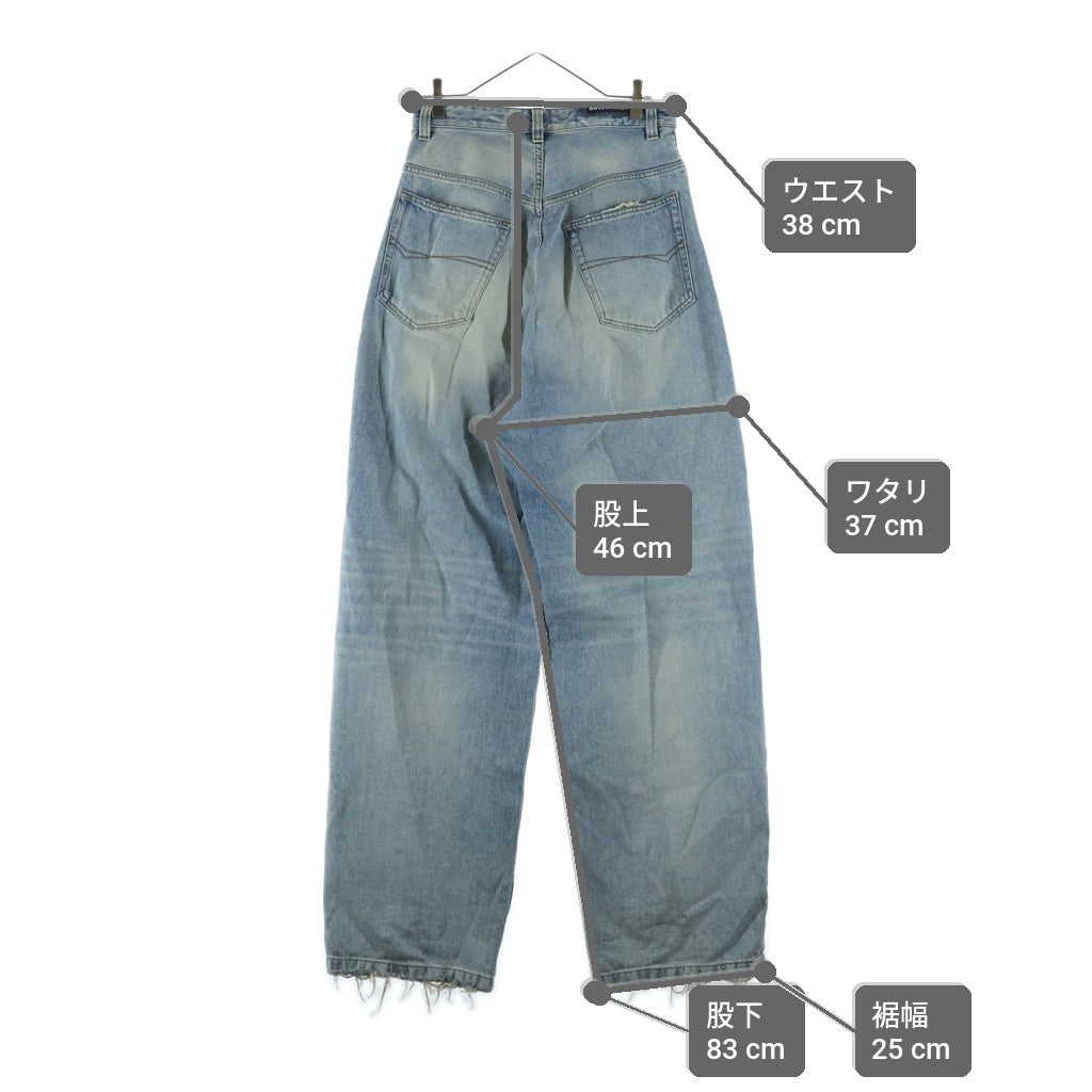 BALENCIAGA(バレンシアガ) 22AW プルアップワイドバギーデニムパンツ ブルー #XS PD22704282 TDW14 4824