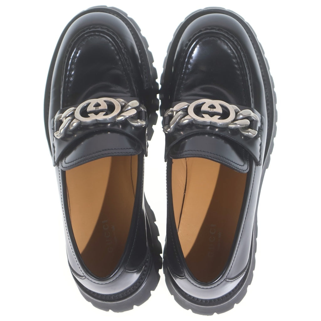 GUCCI(グッチ) ダブルロッキングG ラグソール ローファー ブラック レザー #40 752650
