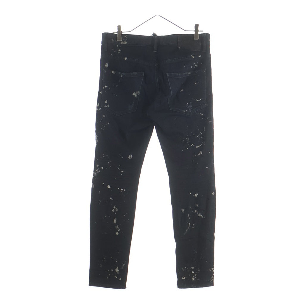 DSQUARED2(ディースクエアード) ペイント加工 スリムストレート デニムパンツ ブラック 46 71LB028130564