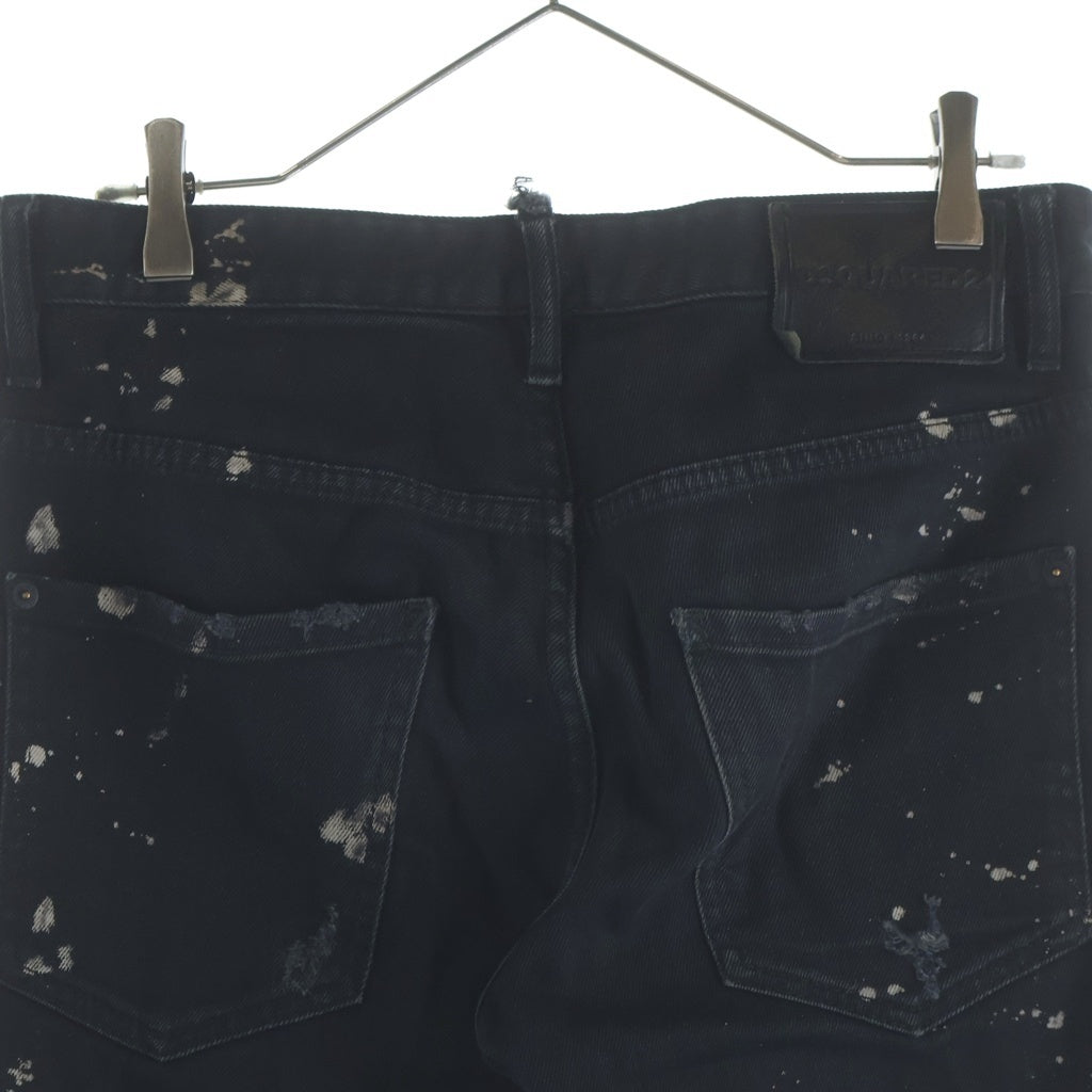 DSQUARED2(ディースクエアード) ペイント加工 スリムストレート デニムパンツ ブラック 46 71LB028130564