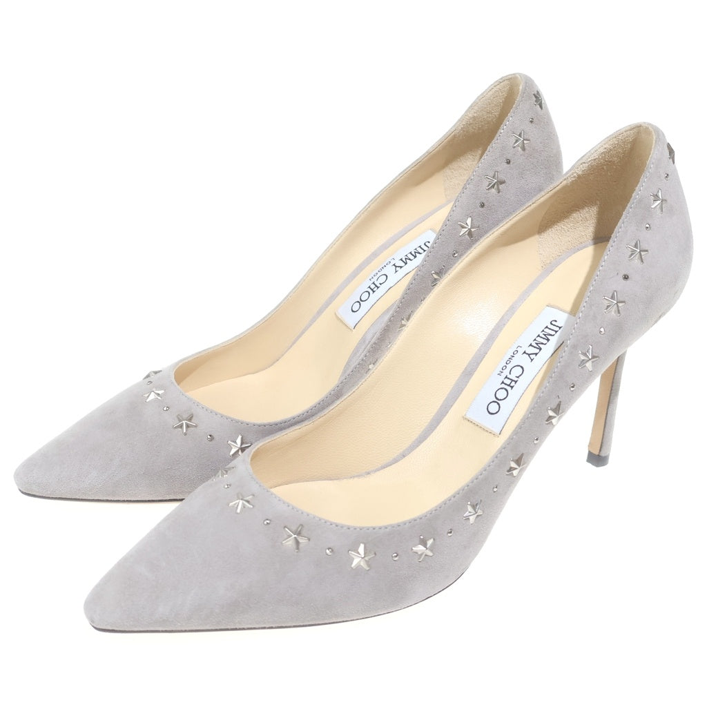 JIMMY CHOO(ジミーチュウ) スタースタッズ スエードレザー ヒール パンプス シューズ グレー レディース