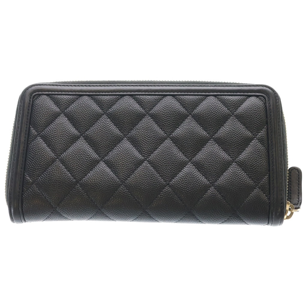 CHANEL(シャネル) CCフィリグリー ラウンドファスナー長財布 ロングウォレット ブラック レザー ゴールド金具 レディース