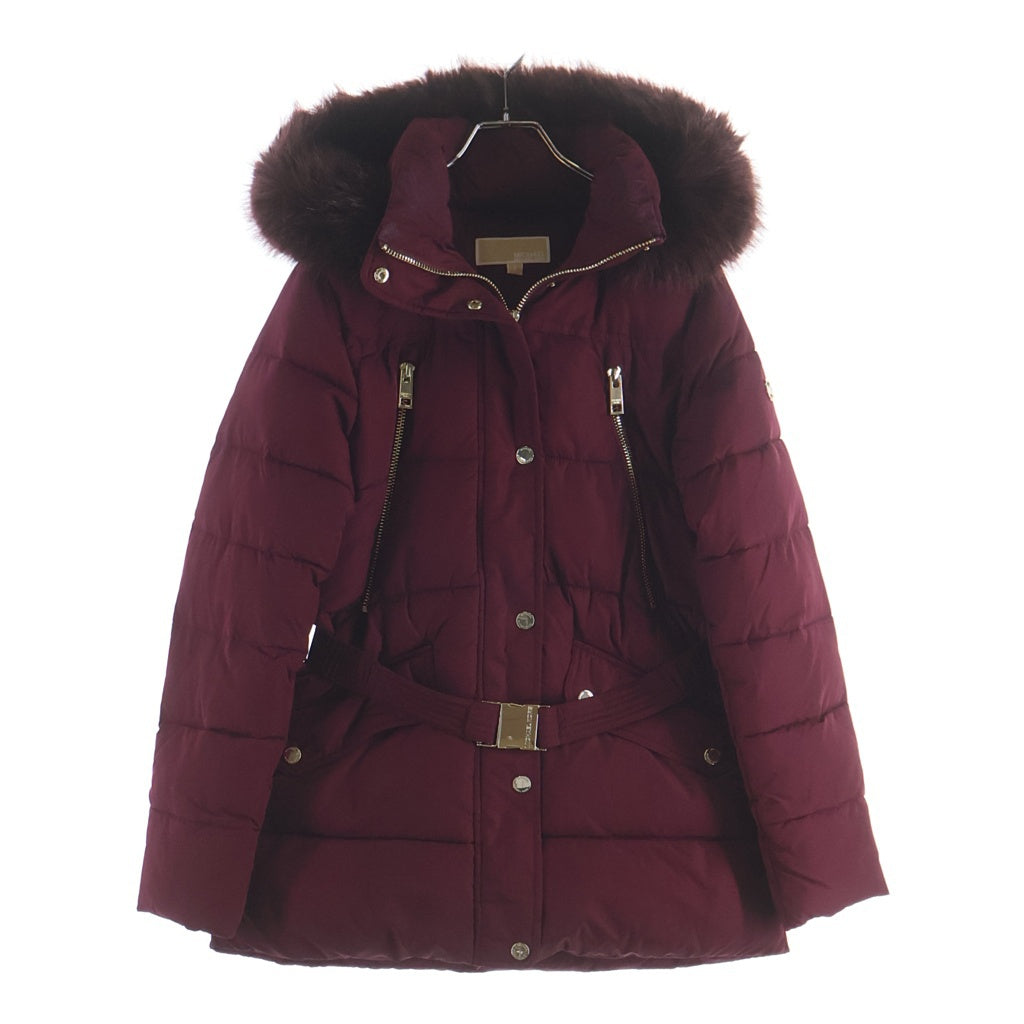 MICHAEL KORS(マイケルコース) フェイクファー フーデッド ダウンジャケット ボルドー レディース 77C5471M42