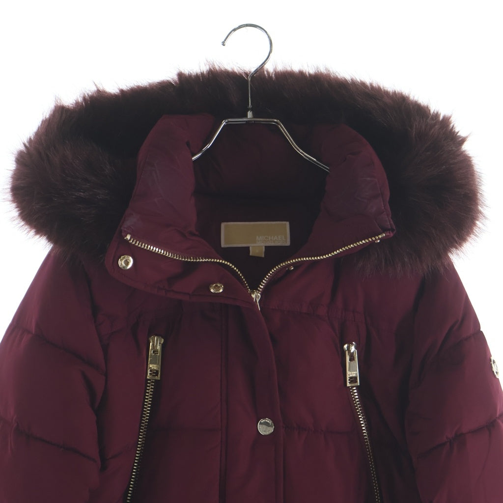 MICHAEL KORS(マイケルコース) フェイクファー フーデッド ダウンジャケット ボルドー レディース 77C5471M42