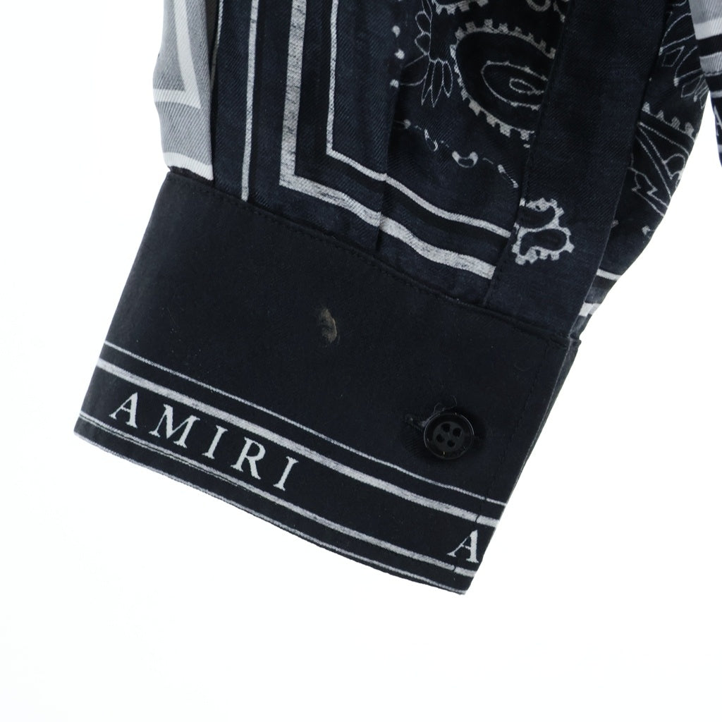 AMIRI(アミリ) ペイズリー総柄プリント オープンカラー 半袖シャツ ブラック/ホワイト
