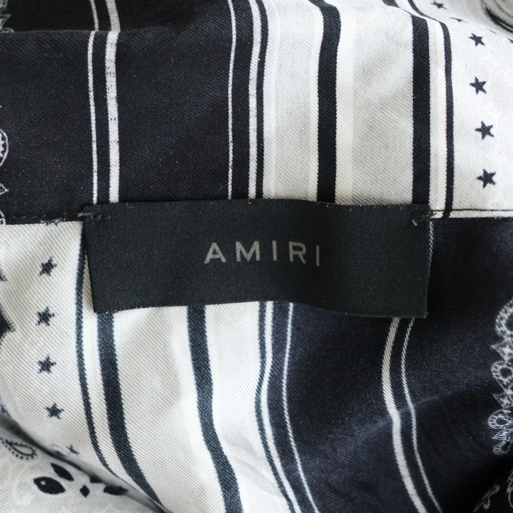 AMIRI(アミリ) ペイズリー総柄プリント オープンカラー 半袖シャツ ブラック/ホワイト