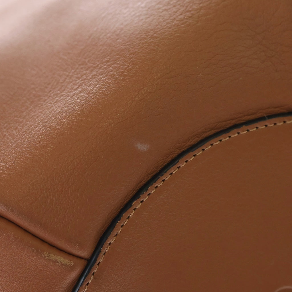 LOEWE(ロエベ) バケット ストローバッグ ハンドバッグ トートバッグ ブラウン×オレンジ レザー シルバー金具