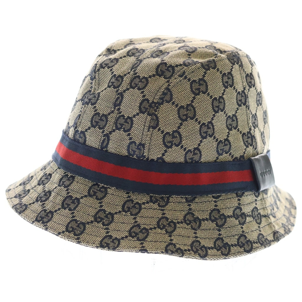 GUCCI(グッチ) GGキャンバス シェリーライン バケットハット 帽子 ネイビー 030367