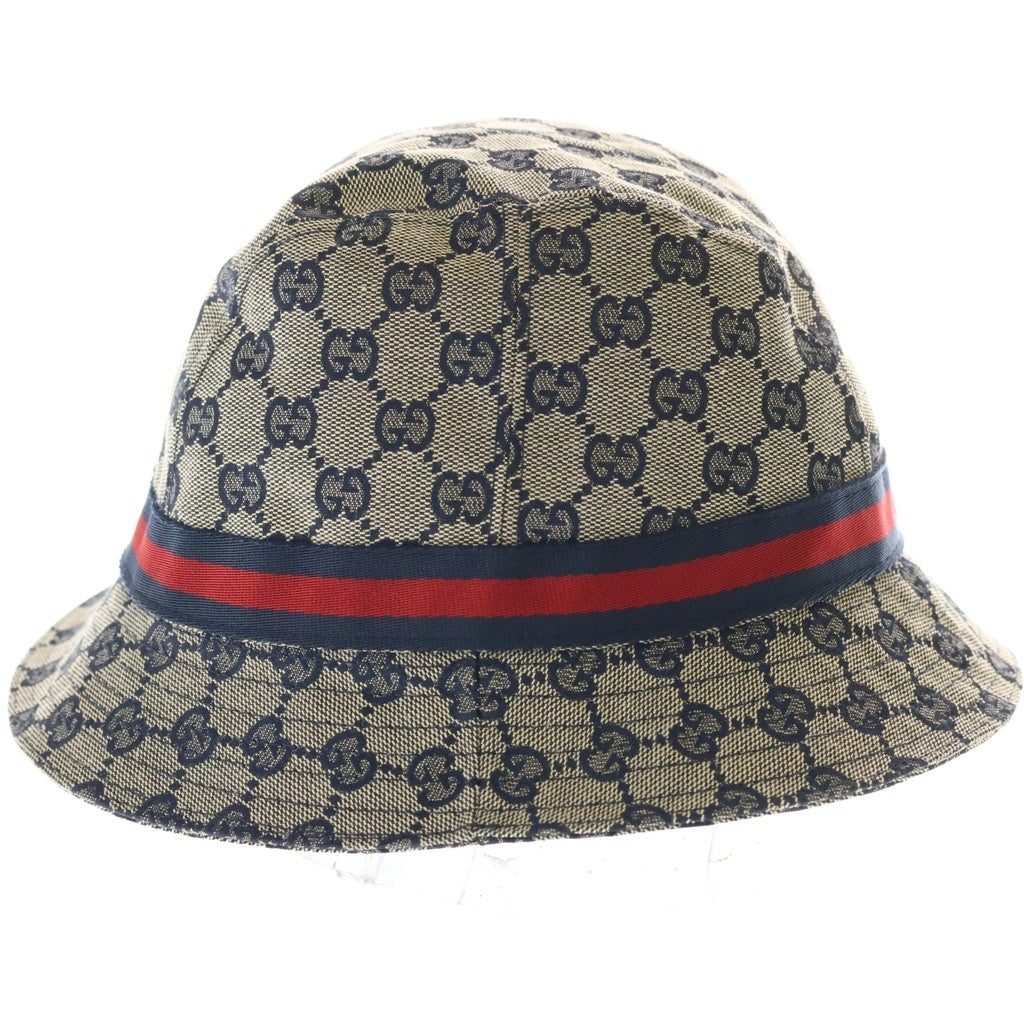 GUCCI(グッチ) GGキャンバス シェリーライン バケットハット 帽子 ネイビー 030367