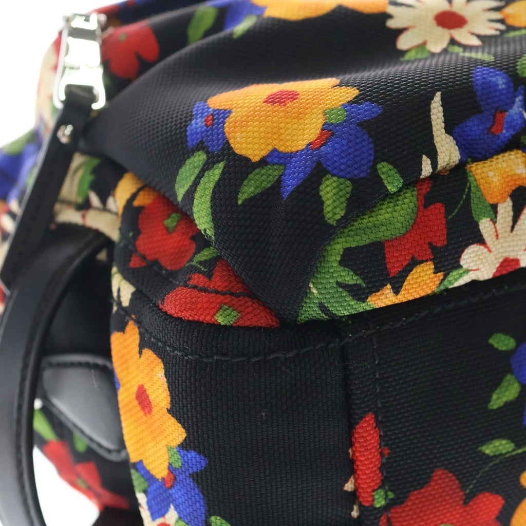 miumiu(ミュウミュウ) フラワープリント 2WAYショルダーバッグ ハンドバッグ ブラック×マルチカラー キャンバス 5BB070 シルバー金具 レディース