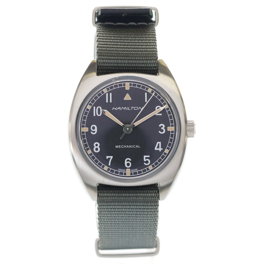 HAMILTON(ハミルトン) カーキ アビエーション パイロット パイオニア SS×ナイロン ステンレス 手巻き 腕時計 H764190 黒文字盤