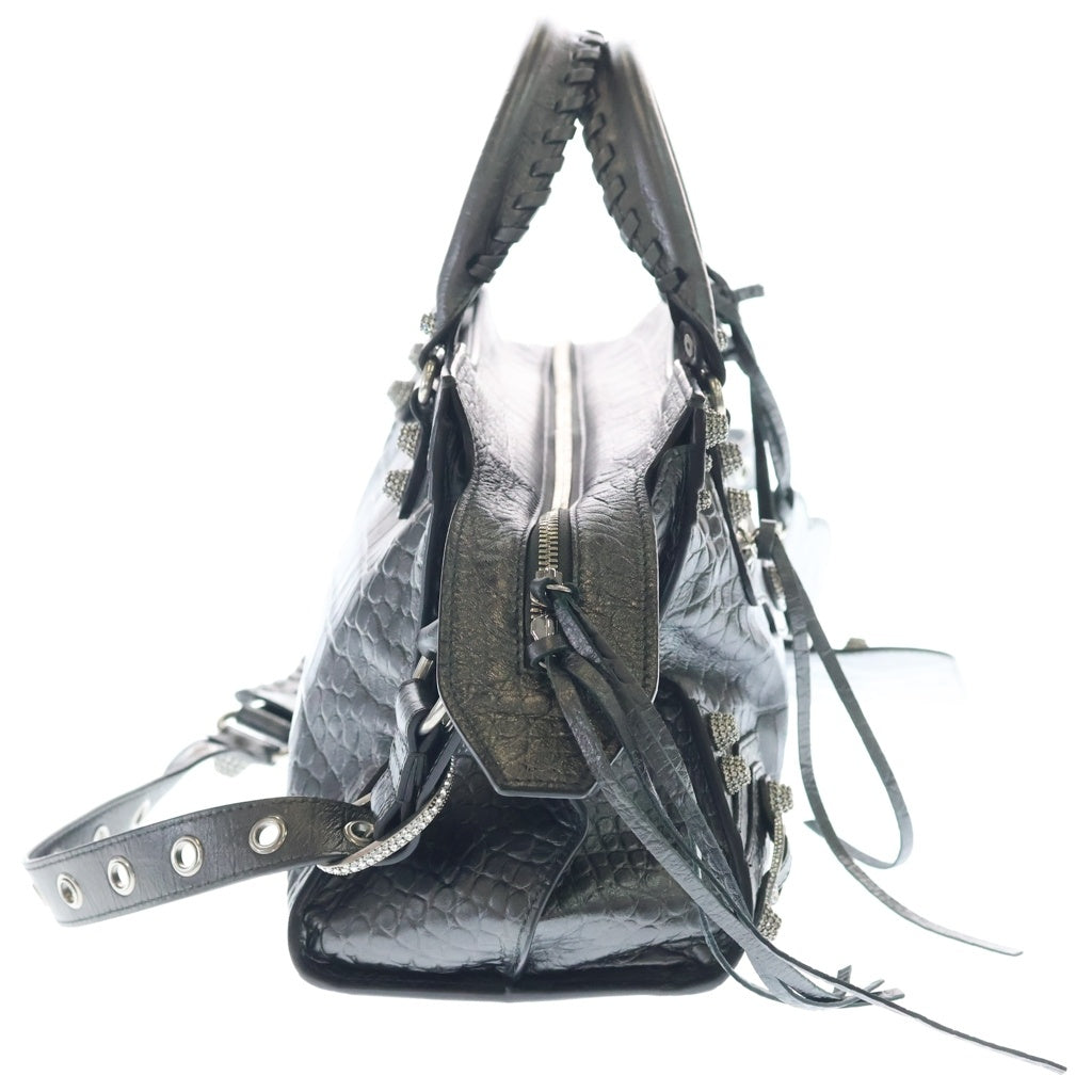 BALENCIAGA(バレンシアガ) ネオ カゴール シティ メタリックレザー 2WAY ハンド ショルダーバッグ グレー 736046 レディース