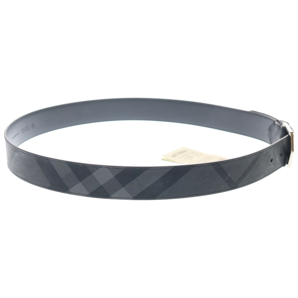 BURBERRY(バーバリー) ノバチェック柄 レザー ベルト シルバー金具 ブラック