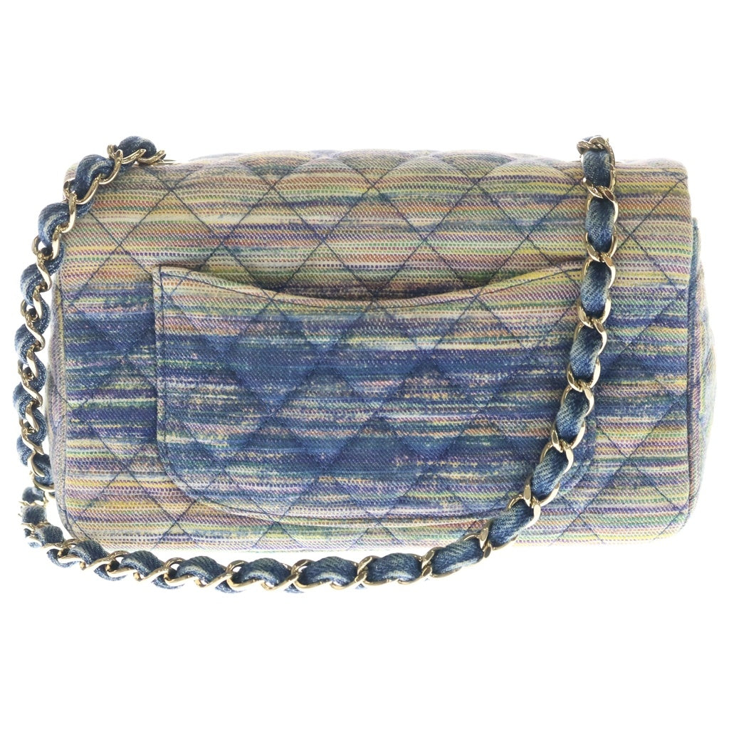 CHANEL(シャネル) ミニマトラッセ チェーン ショルダーバック シングル フラップ デニム マルチカラー ネイビー A69900 レディース