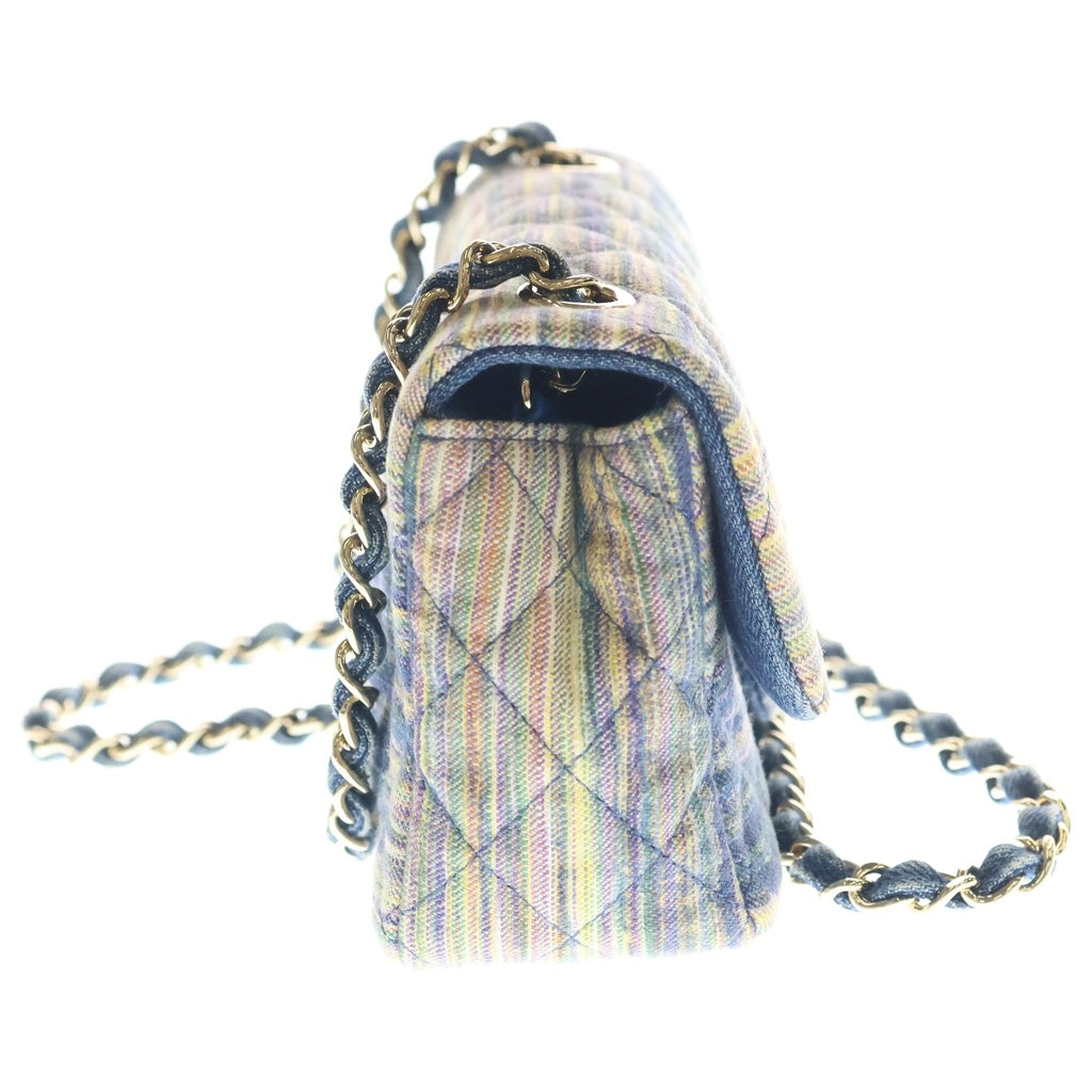 CHANEL(シャネル) ミニマトラッセ チェーン ショルダーバック シングル フラップ デニム マルチカラー ネイビー A69900 レディース