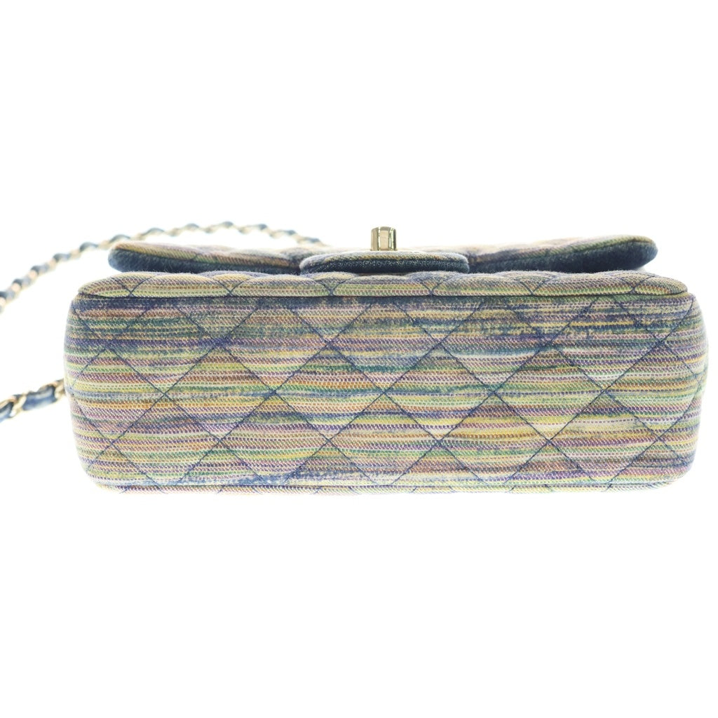 CHANEL(シャネル) ミニマトラッセ チェーン ショルダーバック シングル フラップ デニム マルチカラー ネイビー A69900 レディース