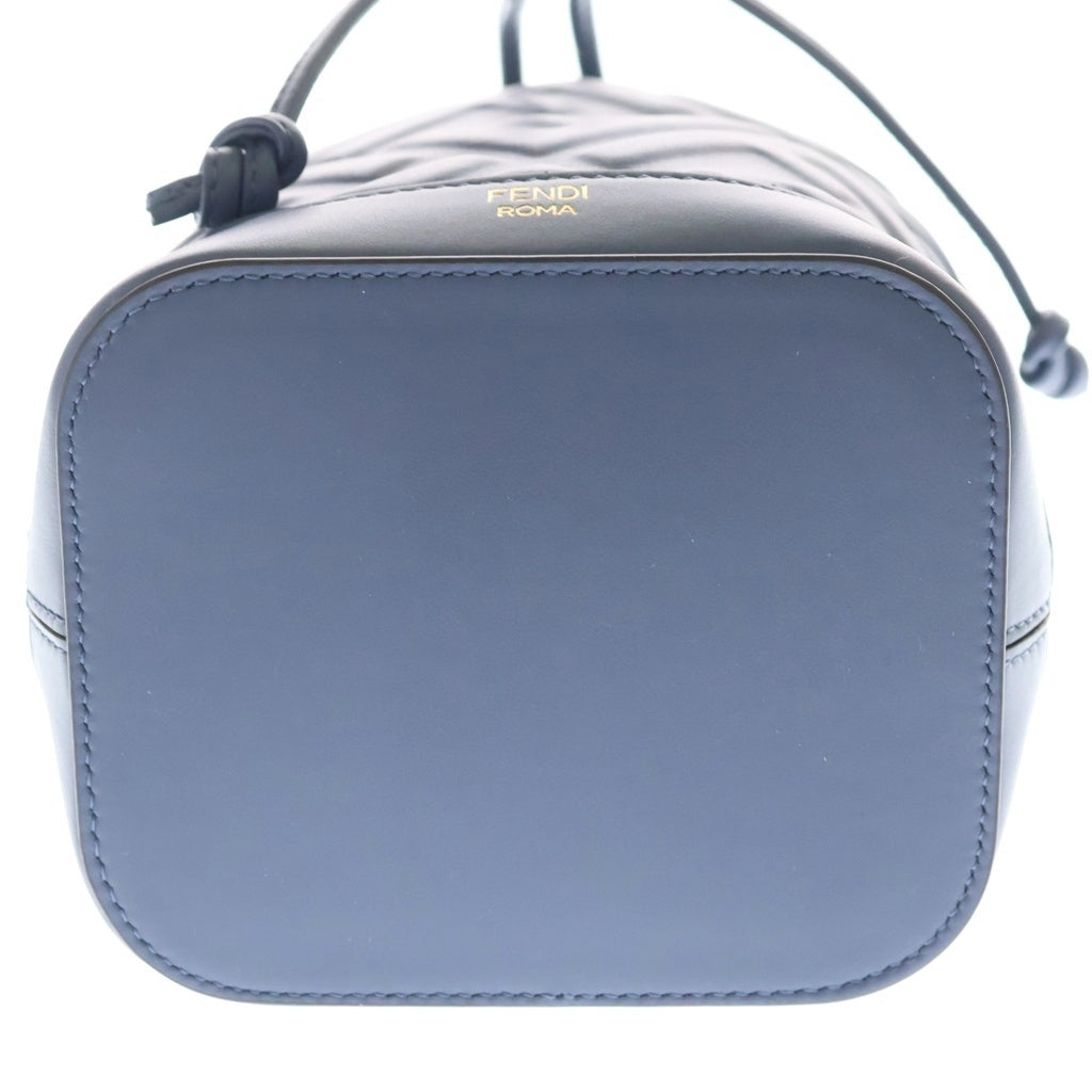 FENDI(フェンディ) モントレゾール ミニ ショルダーバッグ 巾着バッグ ブルー レザー 8BS093 ゴールド金具 レディース