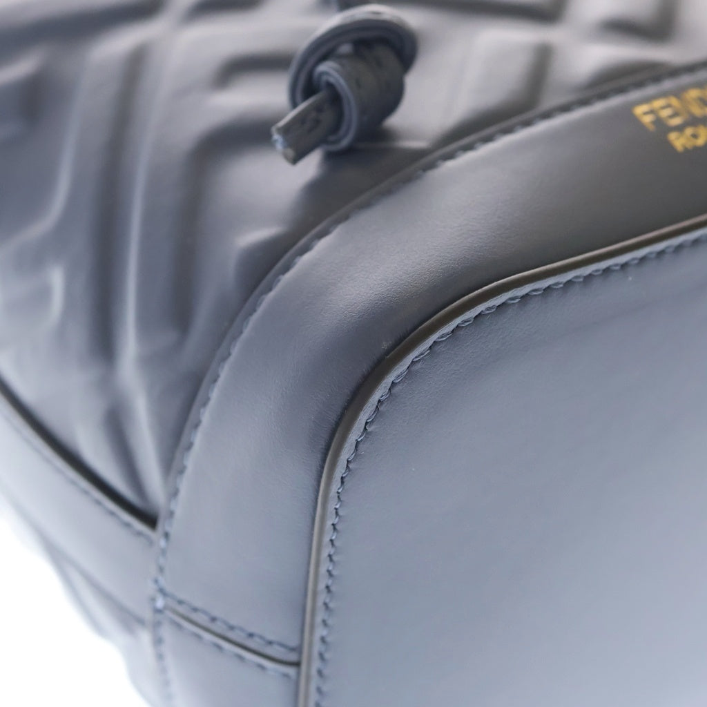 FENDI(フェンディ) モントレゾール ミニ ショルダーバッグ 巾着バッグ ブルー レザー 8BS093 ゴールド金具 レディース